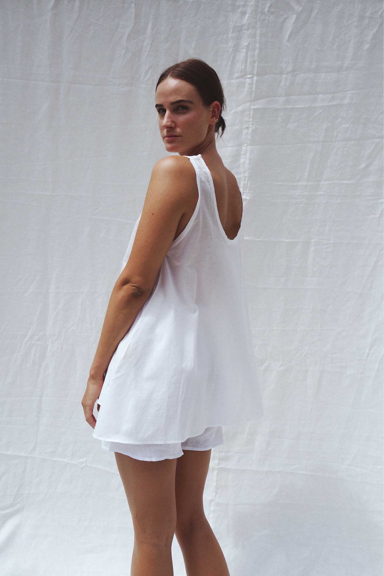 Shelley A-Line Cotton Voile Top White
