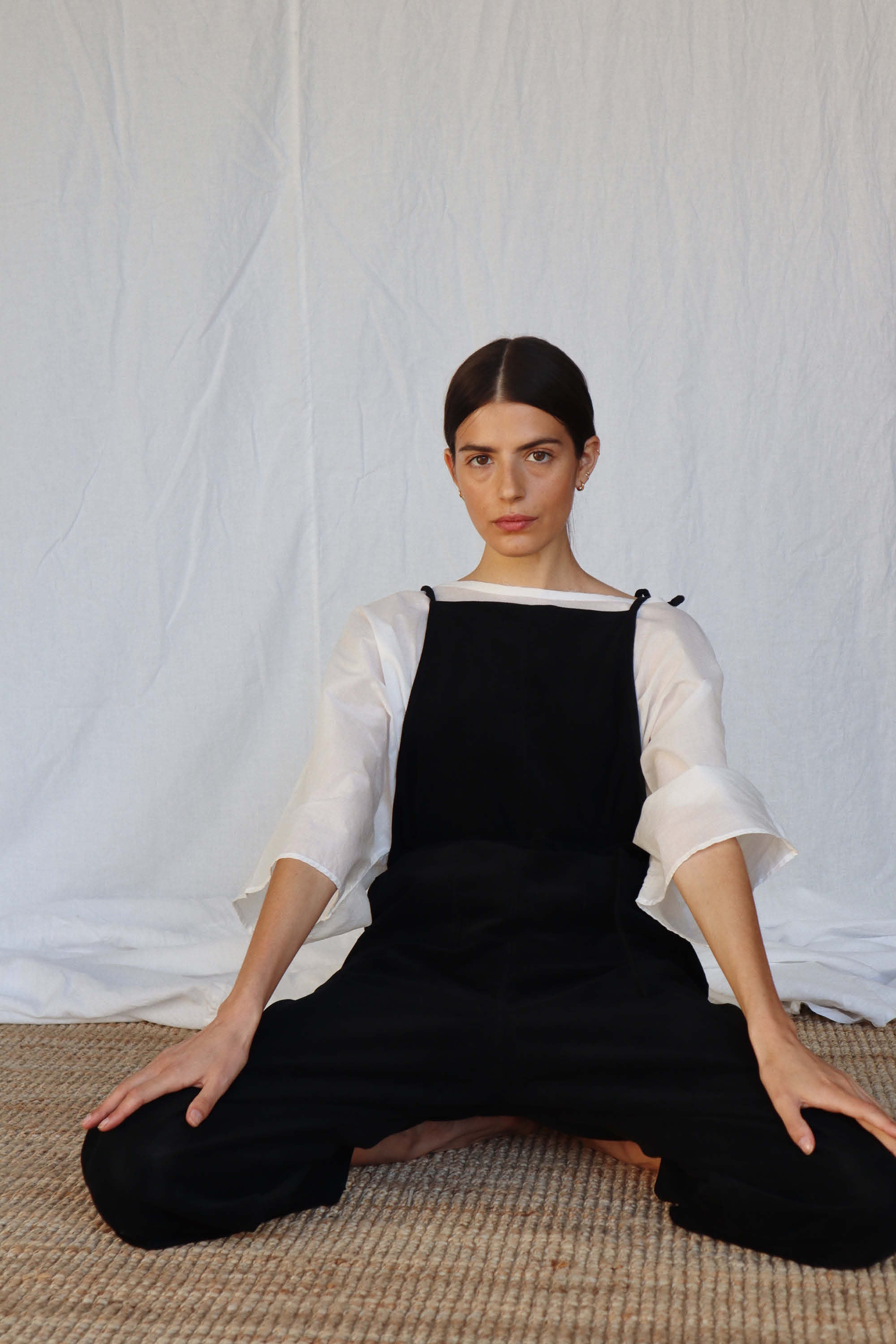 Black Ellen Cropped Jumpsuit, Women's Corduroy Clothing, UNIKSPACE