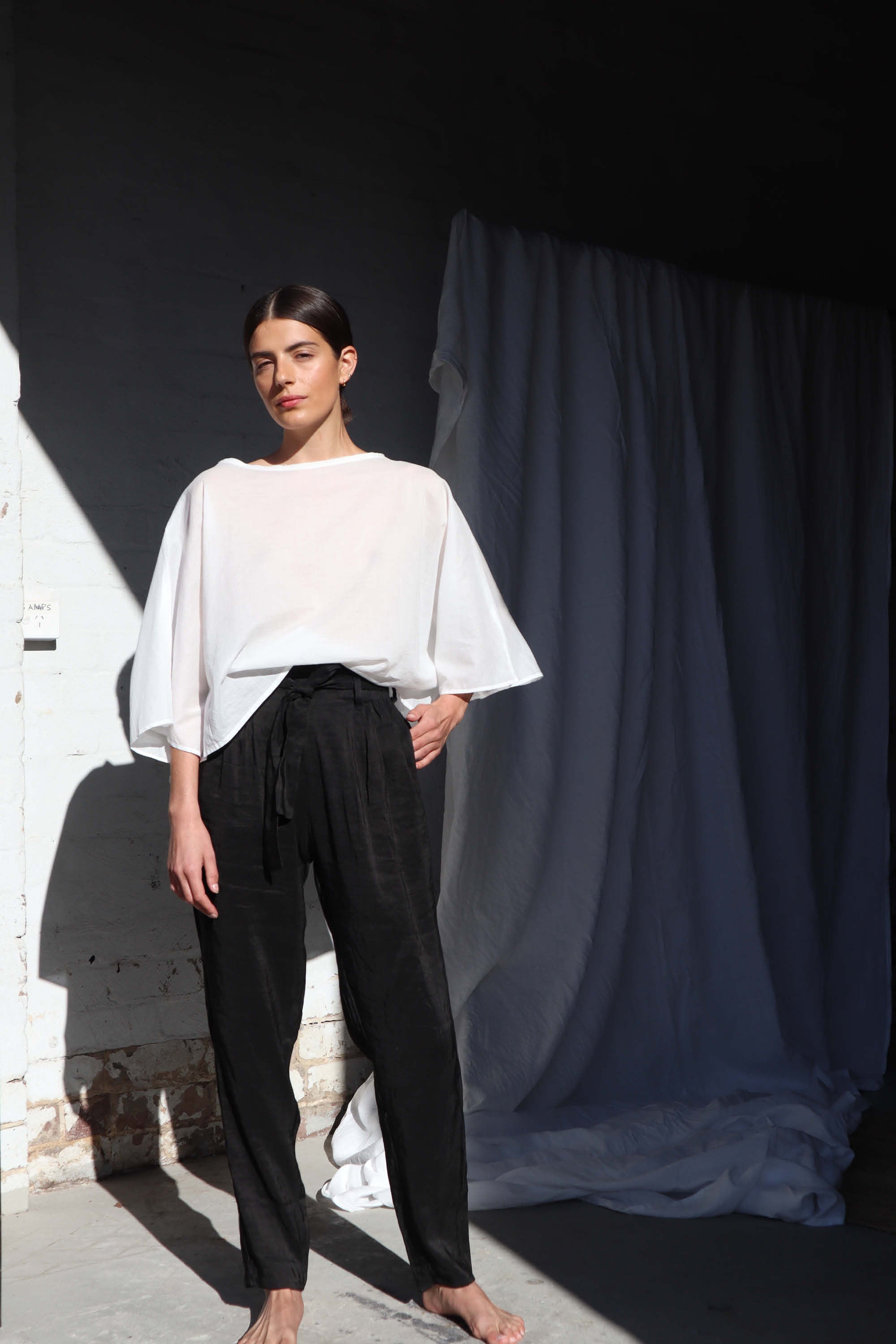 Black Enid Silk Linen Pants, Women's Clothing, UNIKSPACE