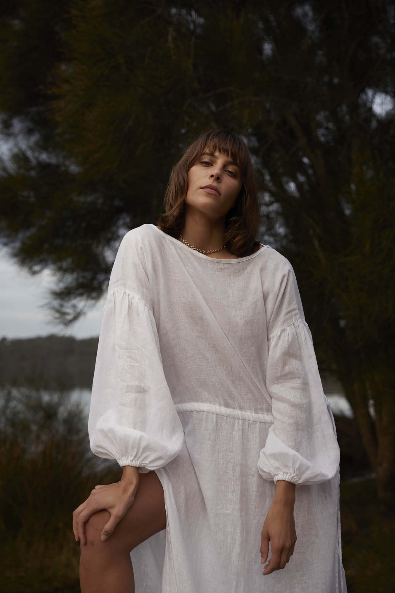 White Kaspara Billowed Sleeve Maxi Dress, Women's Clothing, UNIKSPACE