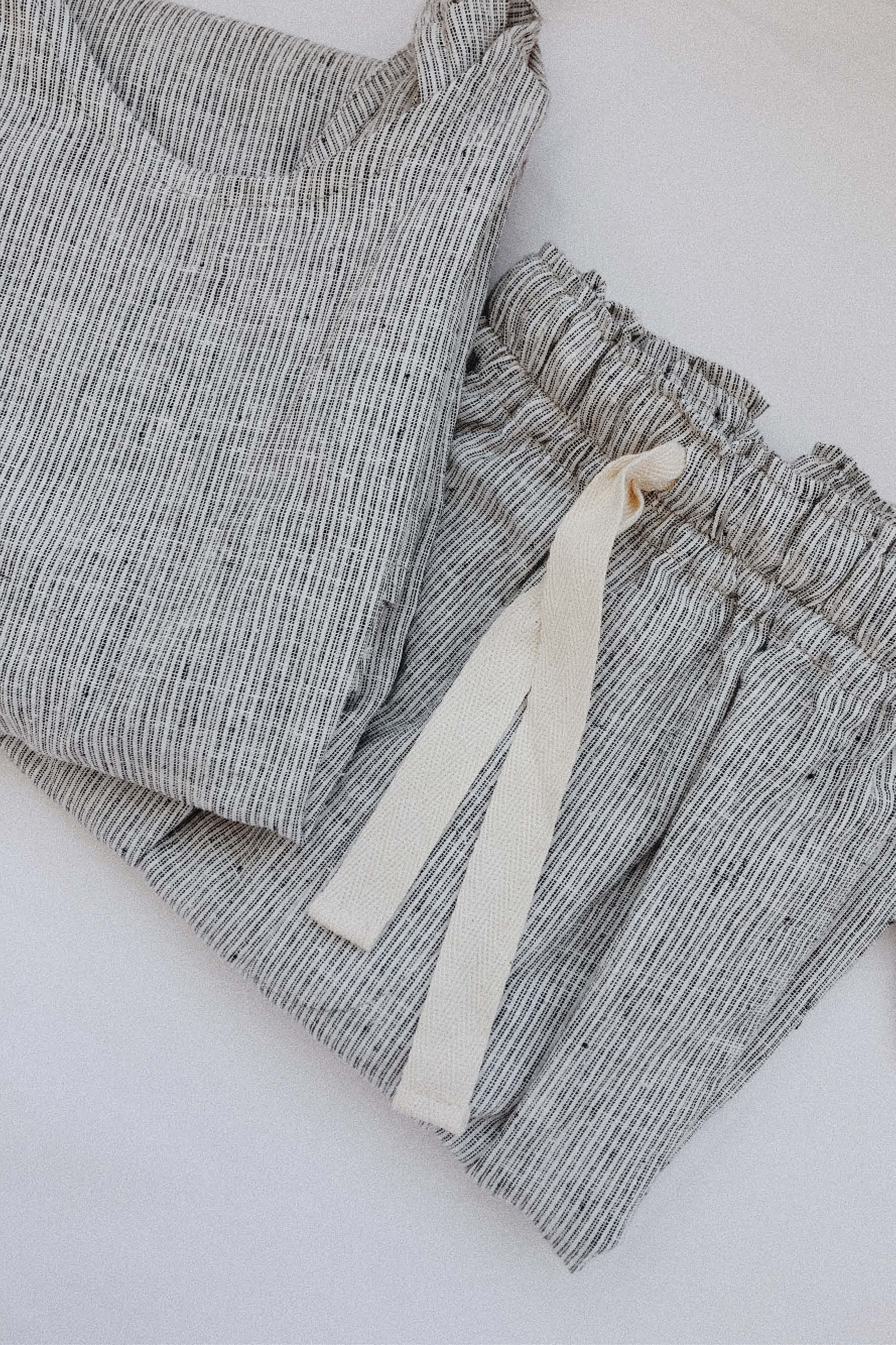 Burns Twisted Strap Top Grey Stripe