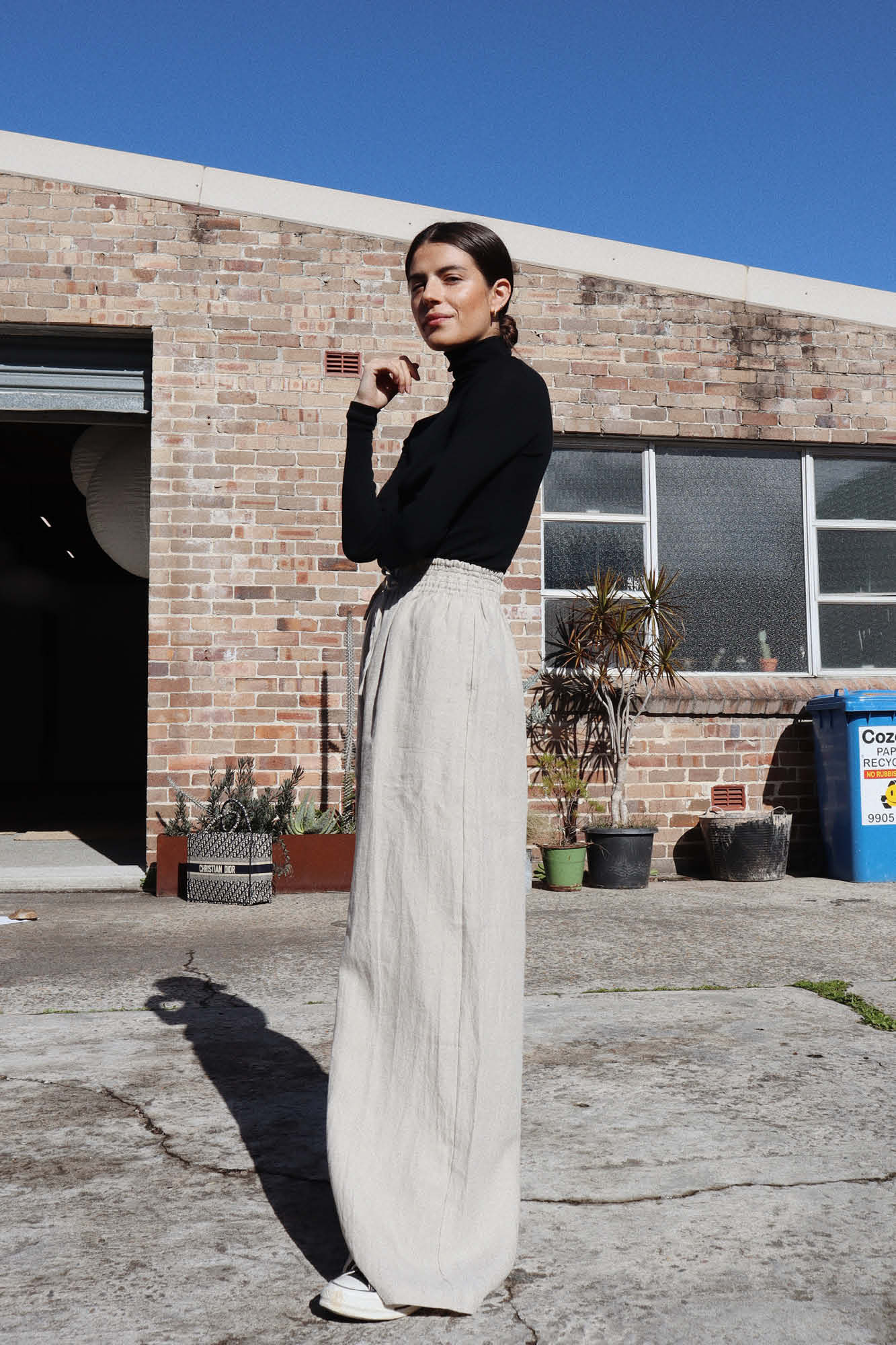 Jonathan Wide Leg Linen Pant Sand