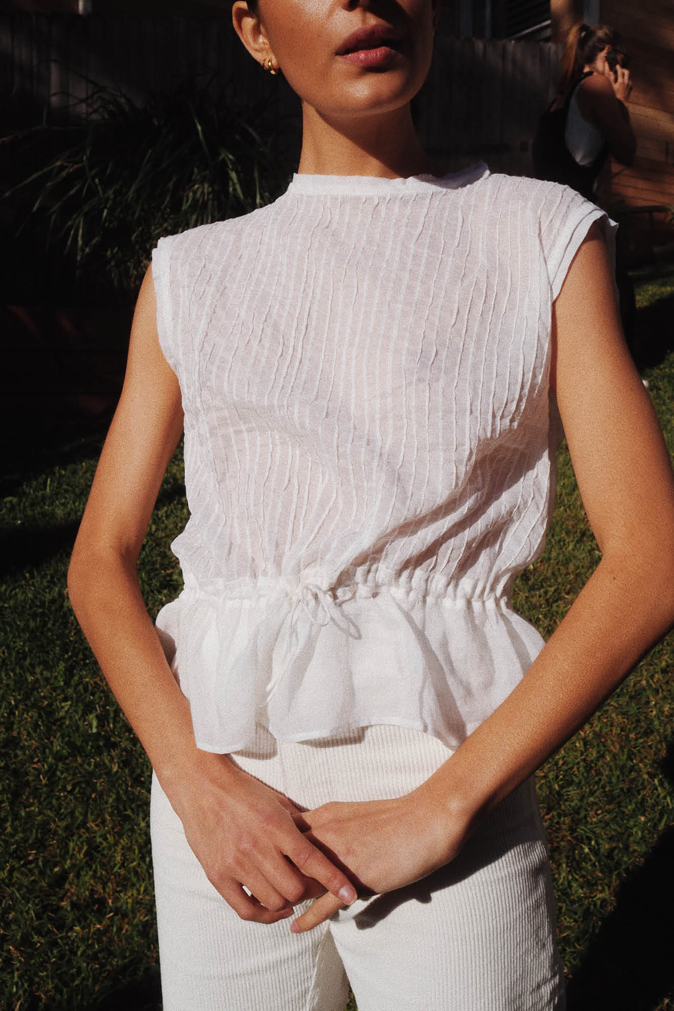 White Melissa Pleated Blouse, Women's Clothing, UNIKSPACE