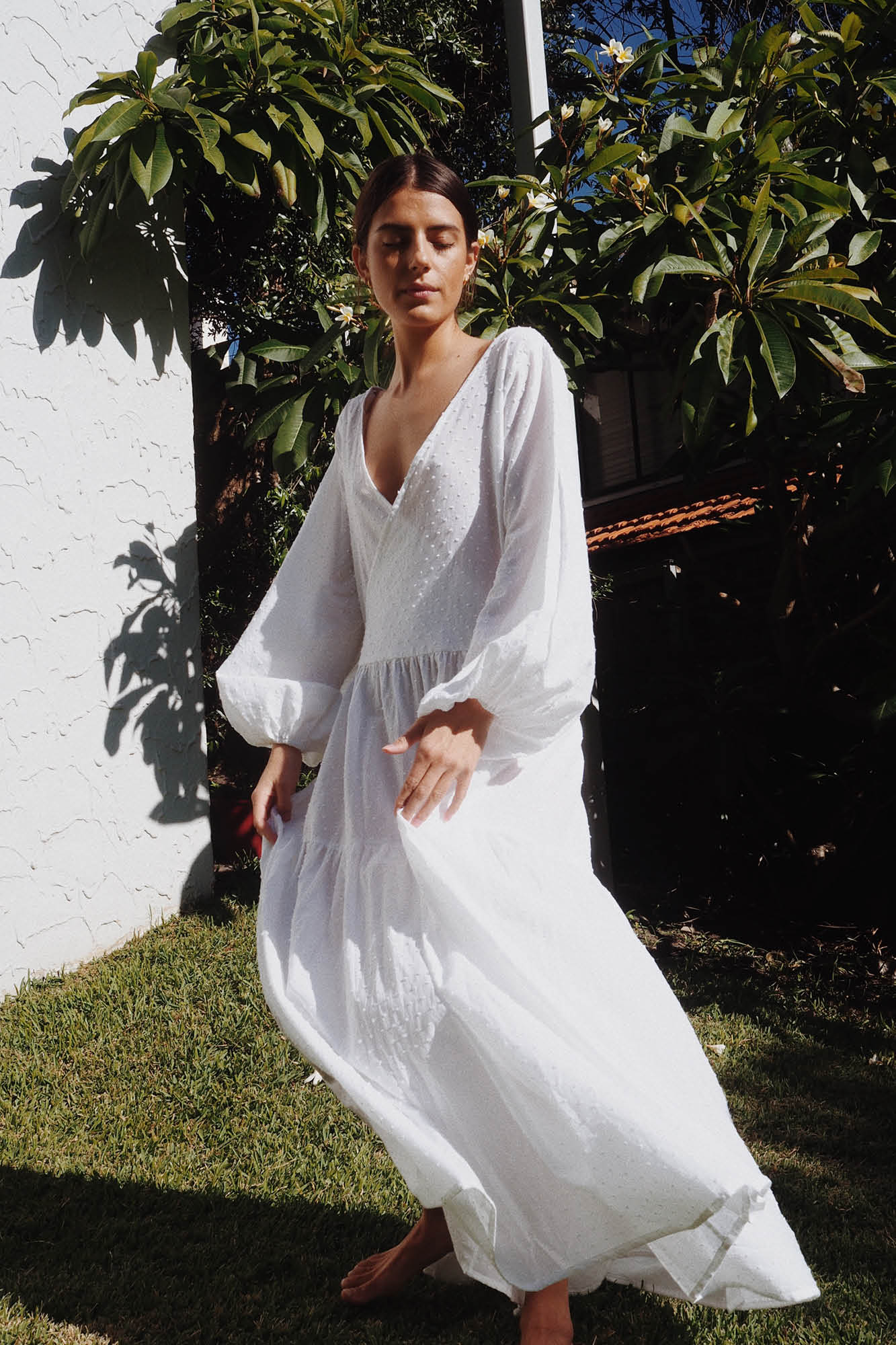 Natalie Wrap Dress White Polka Dot