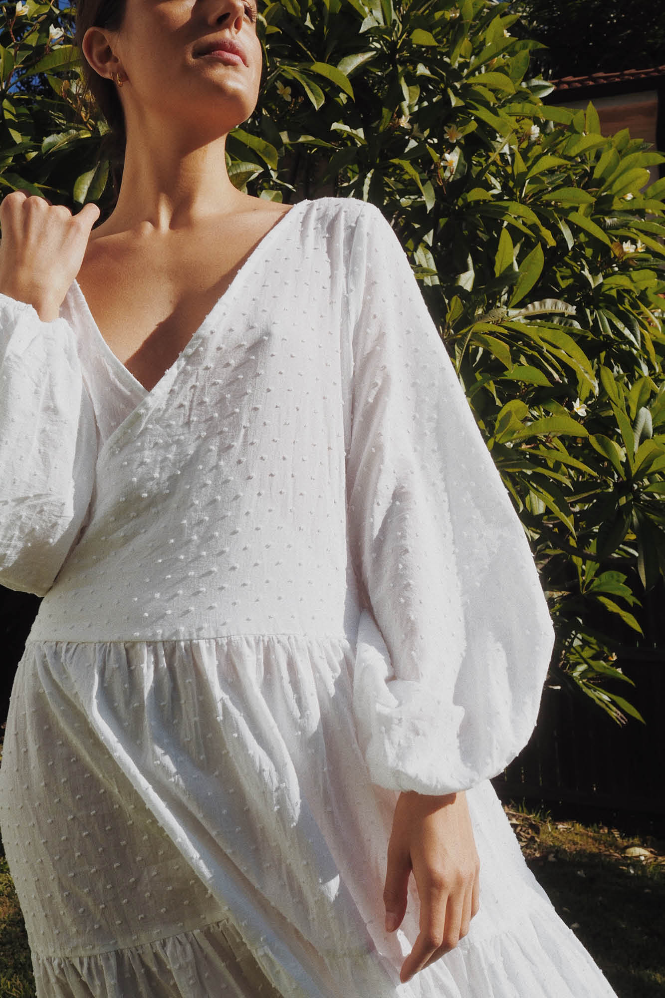 Natalie Wrap Dress White Polka Dot