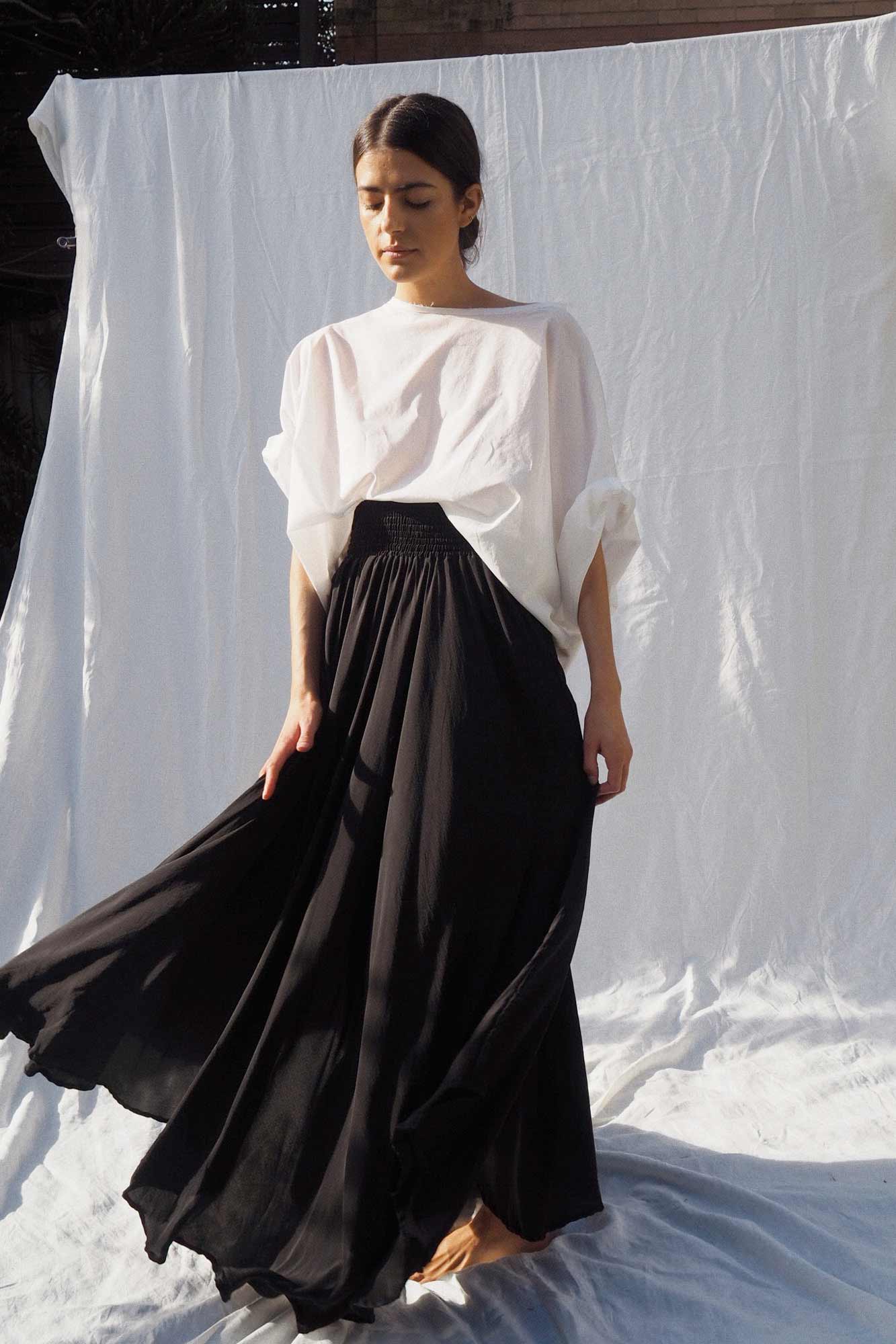 Ulla Silk Skirt Black